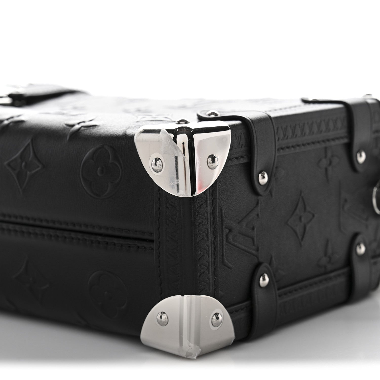 Louis Vuitton Calfskin Debossed Monogram Side Trunk Black