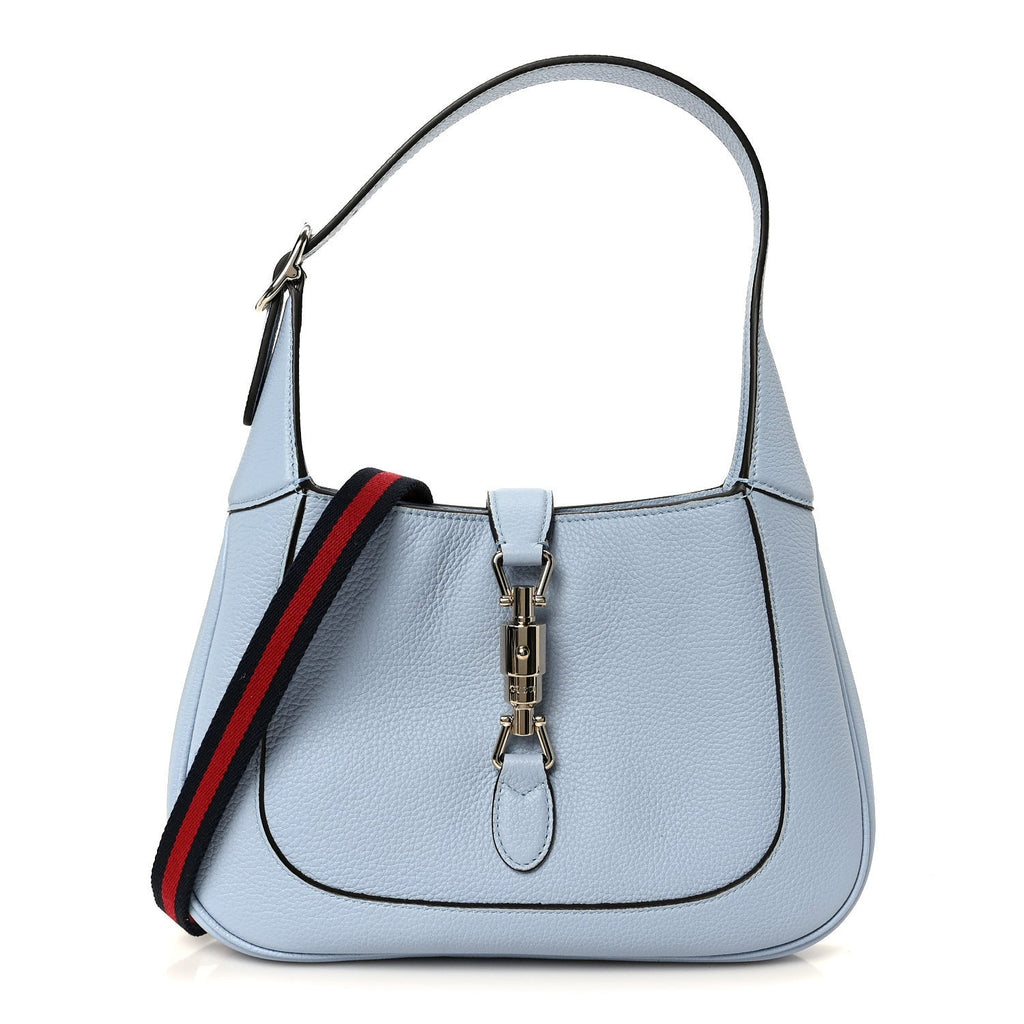 Gucci Grained Calfskin Web Medium Jackie 1961 Hobo Light Blue
