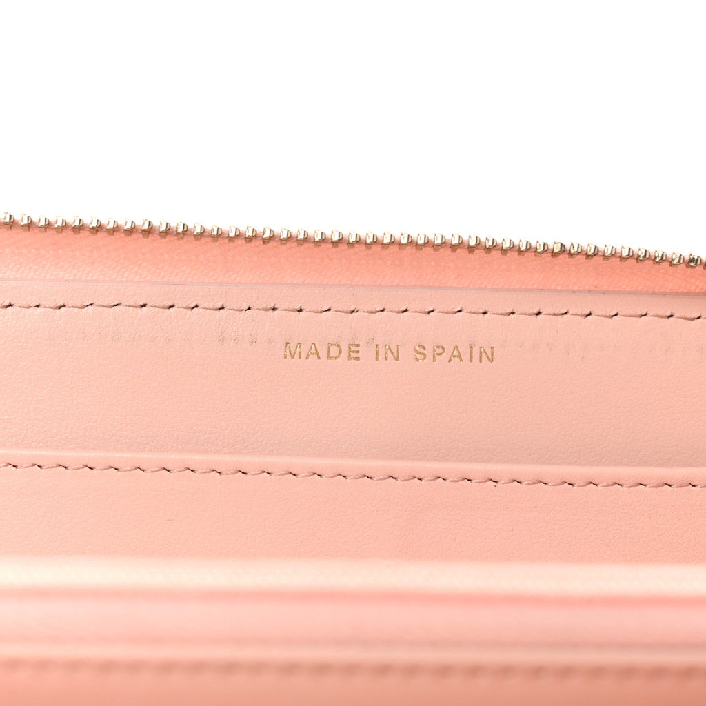 Caviar Quilted Large Gusset Zip Around Wallet Light Pink
