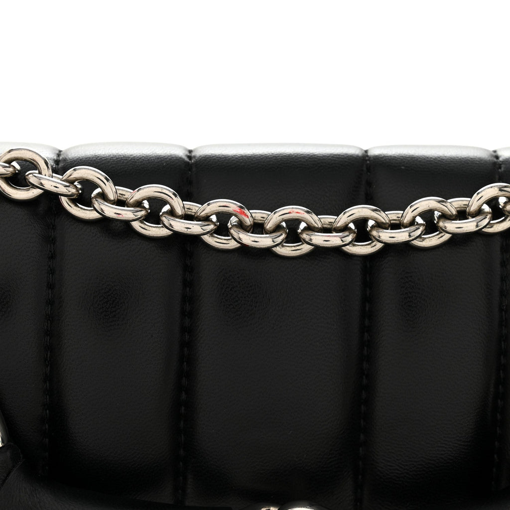 Gucci Nappa Vertical Matelasse Small Maxi Horsebit Chain Shoulder Bag Black
