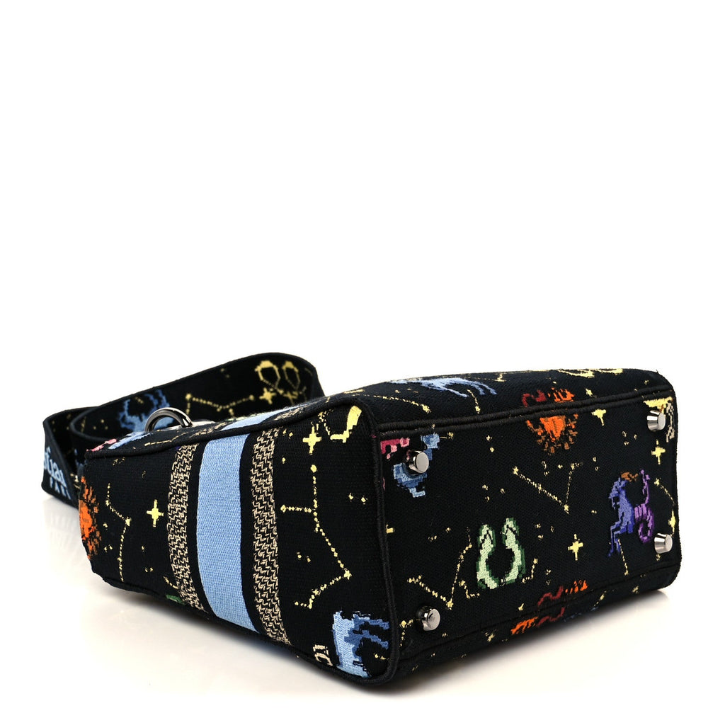 Christian Dior Canvas Pixel Zodiac Embroidered Medium Lady D-Lite Nero Multicolor