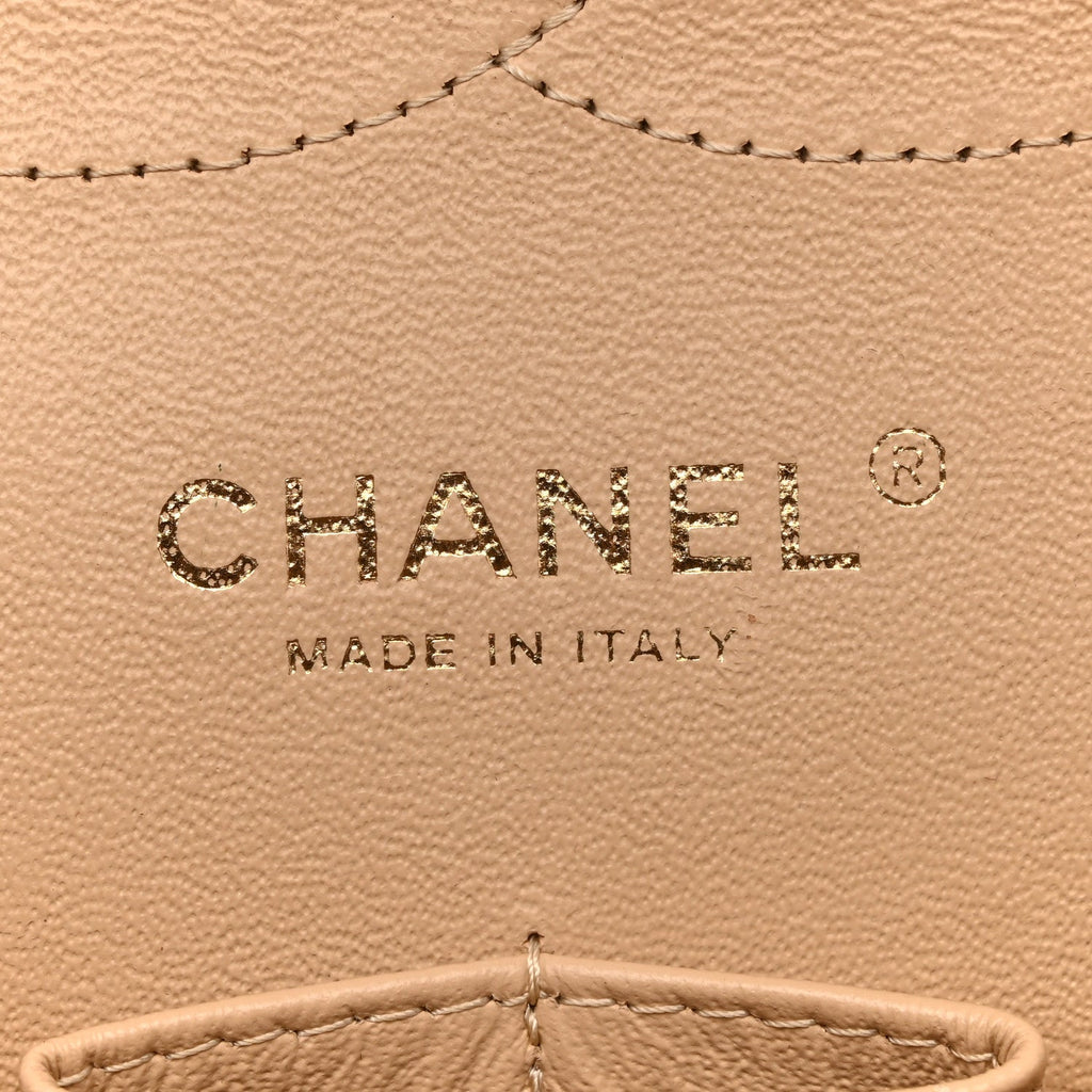 Chanel Caviar Quilted Jumbo Double Flap Beige