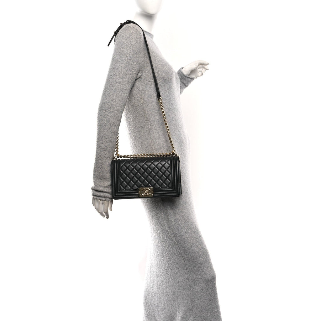 Chanel Lambskin Quilted Medium Boy Flap Black
