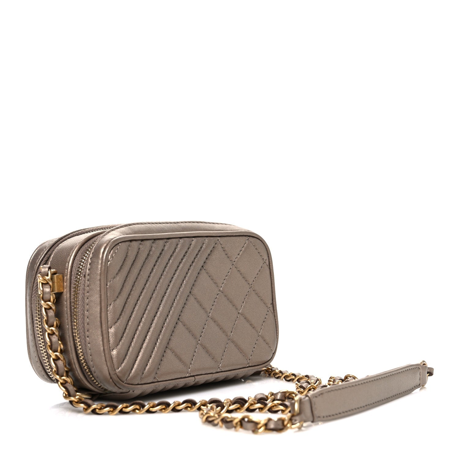 Chanel Metallic Lambskin Mini Coco Boy Camera Case Dark Gold