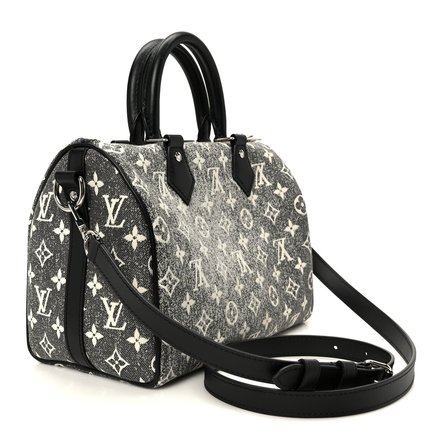 Louis Vuitton Denim Monogram Jacquard Speedy Bandouliere 25 Black