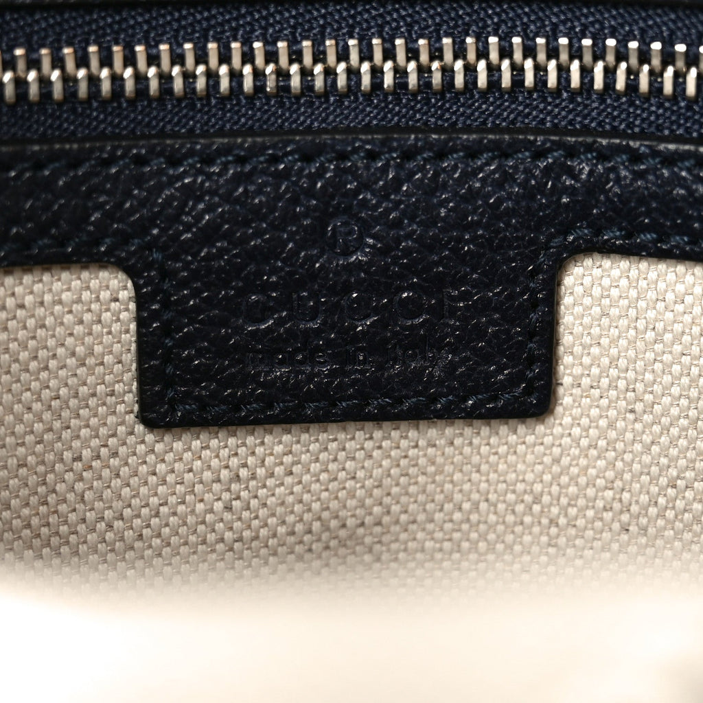 Gucci GG Supreme Monogram Textured Dollar Calfskin Small Horsebit 1955 Shoulder Bag Beige Blue