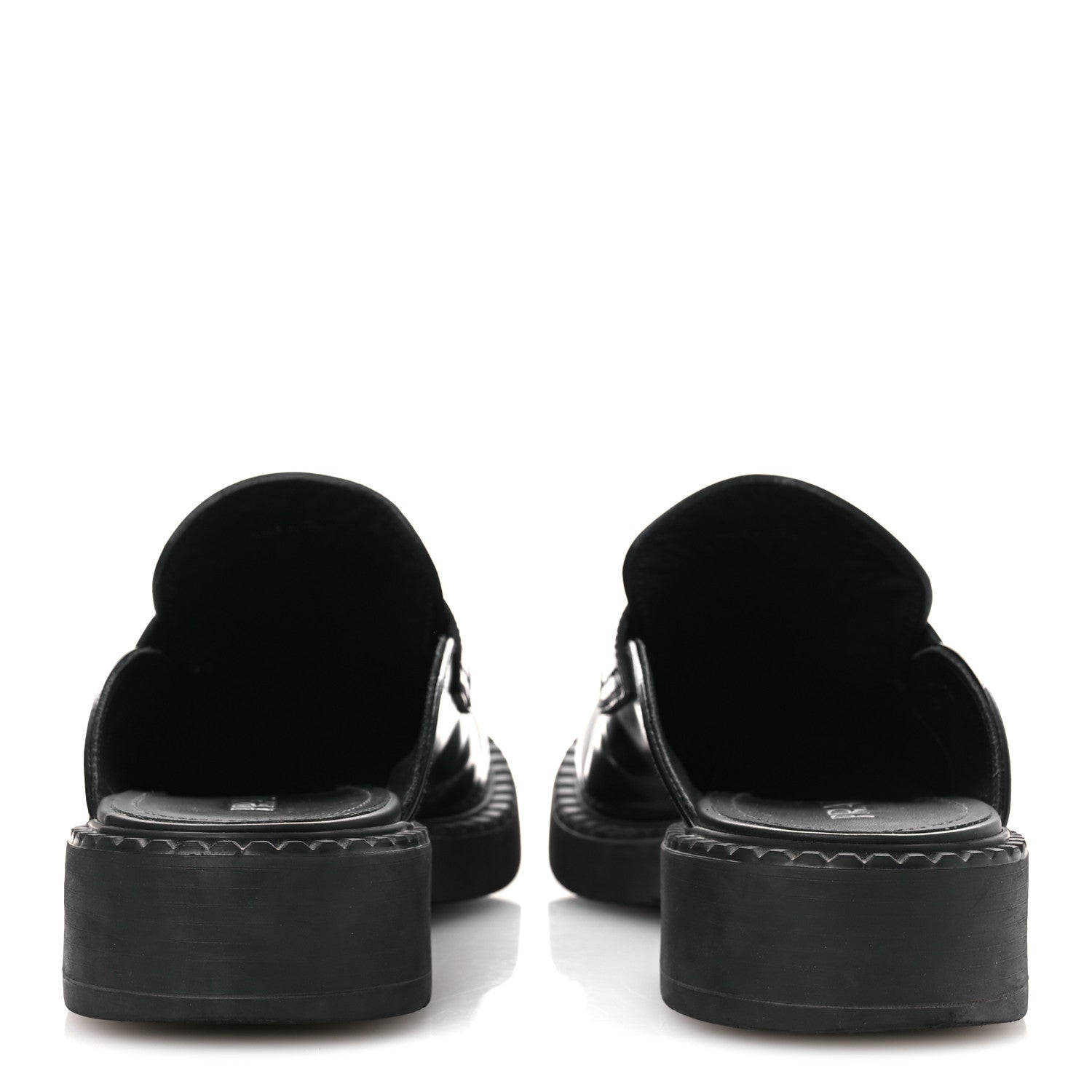 Prada Spazzolato Triangle 40mm Loafer Mules 37 Black