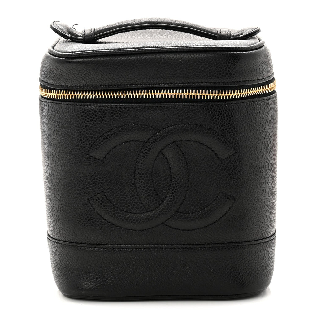 Chanel Caviar Vanity Cosmetic Case Black