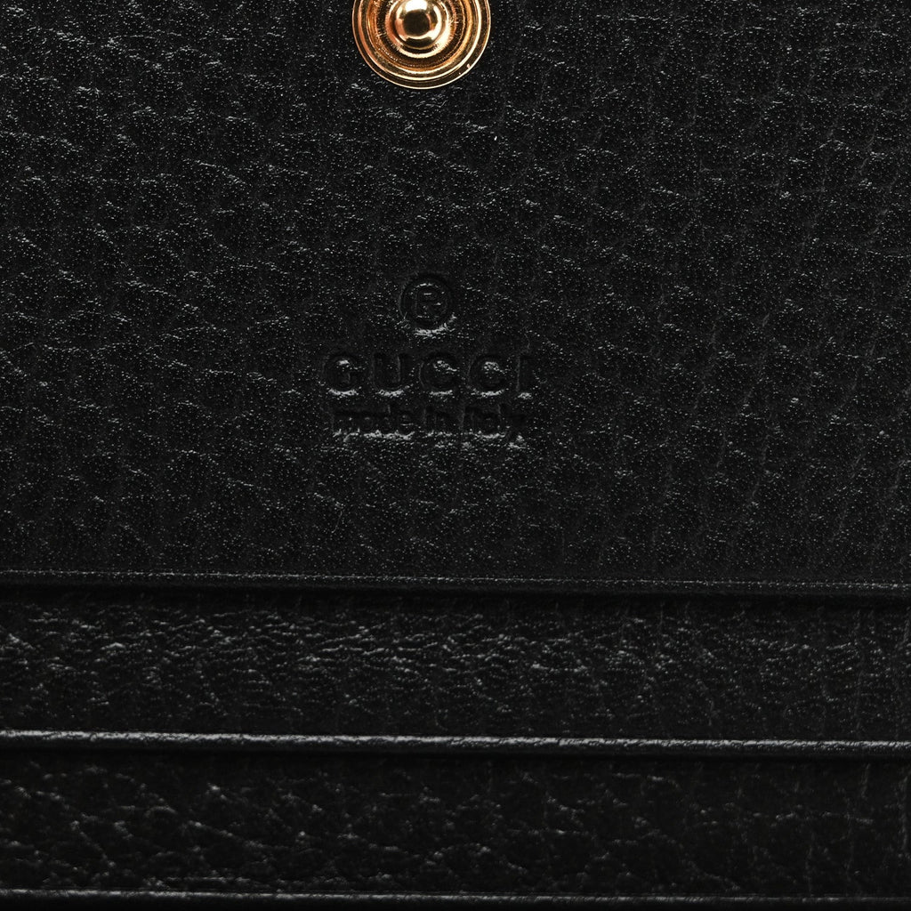 Gucci Dollar Calfskin GG Supreme Monogram GG Marmont Card Case Black Beige Ebony