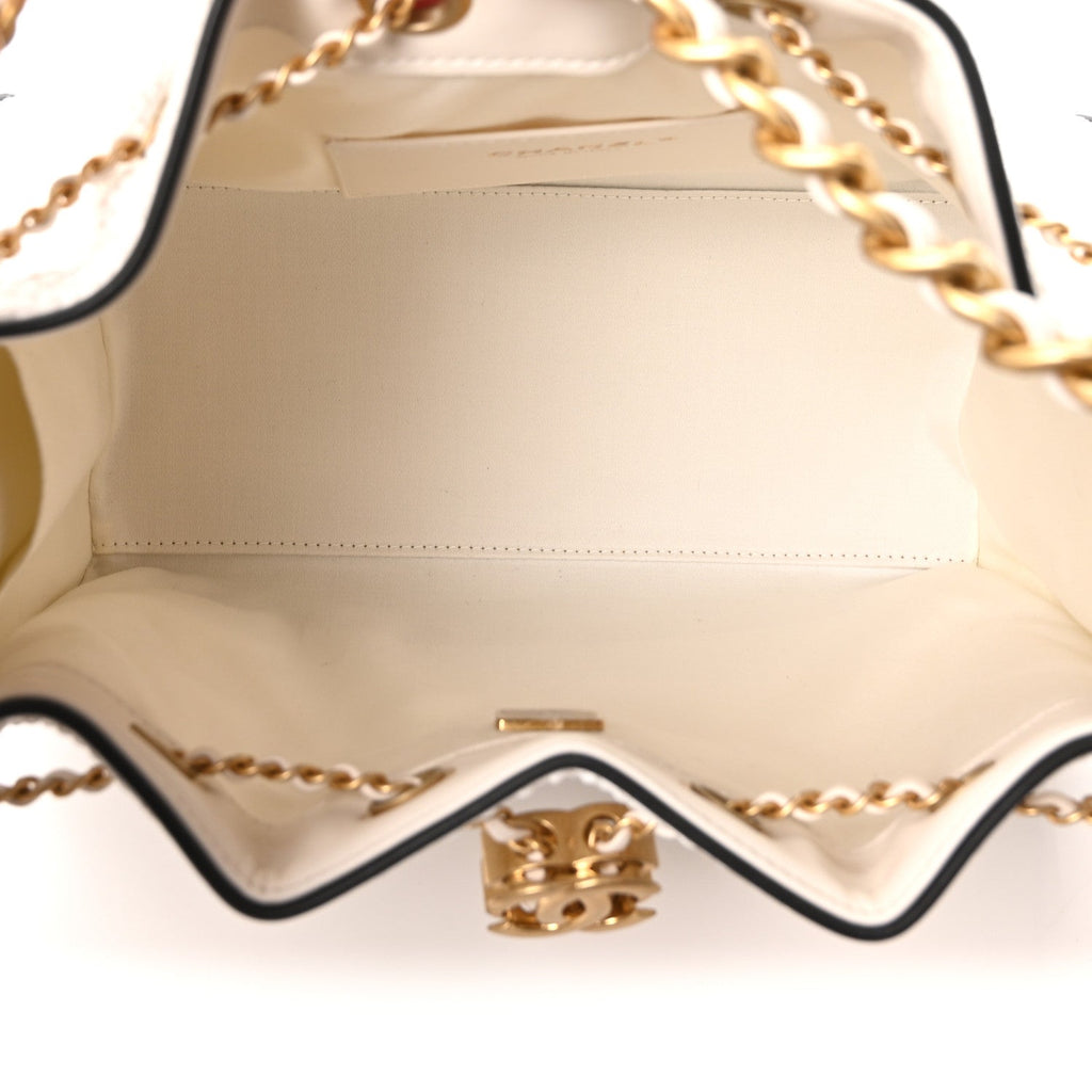 Chanel Braided Raffia Calfskin Quilted Small Chanel 25 Handbag White Black