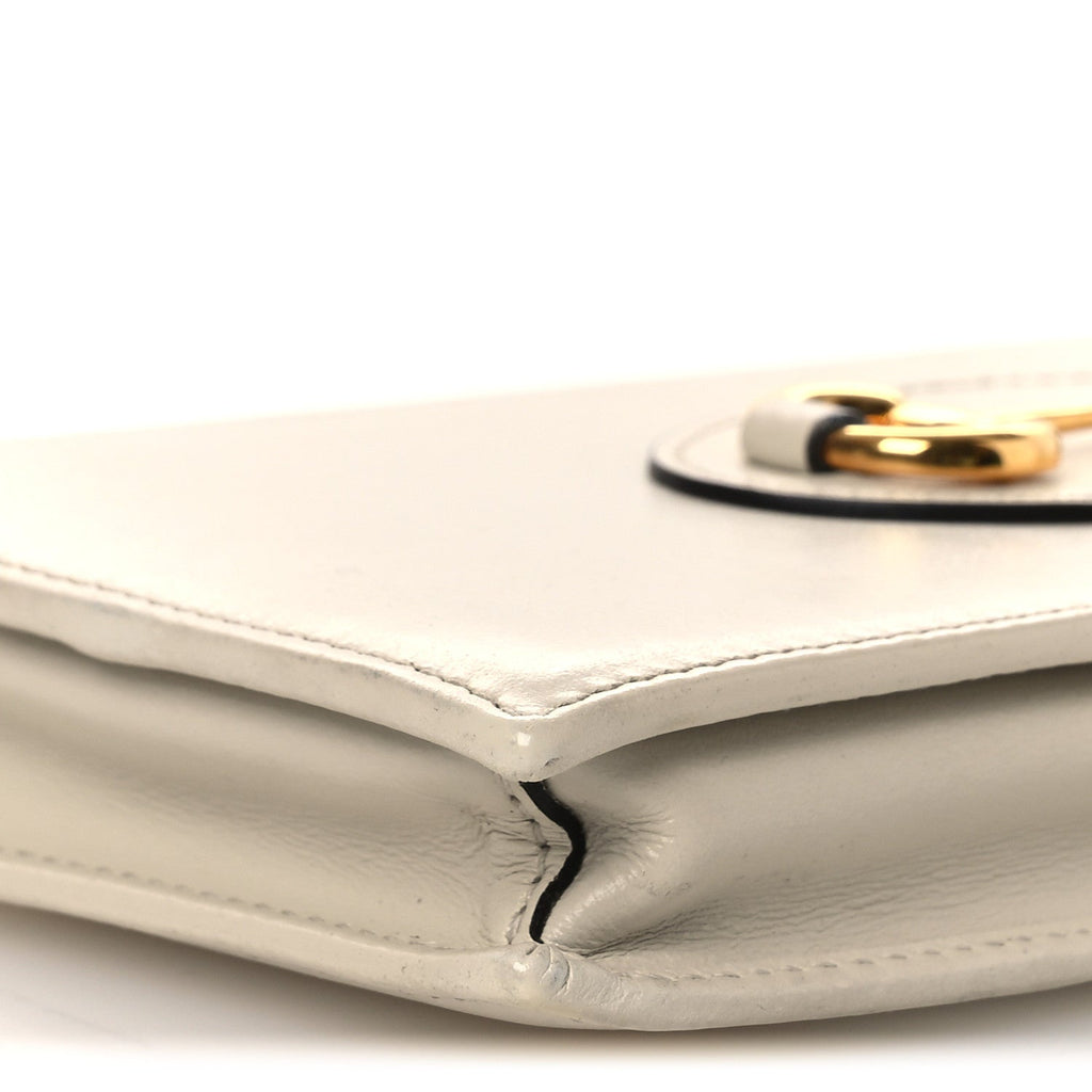 Gucci Boarded Plutone Calfskin Horsebit 1955 Wallet On Chain Mystic White