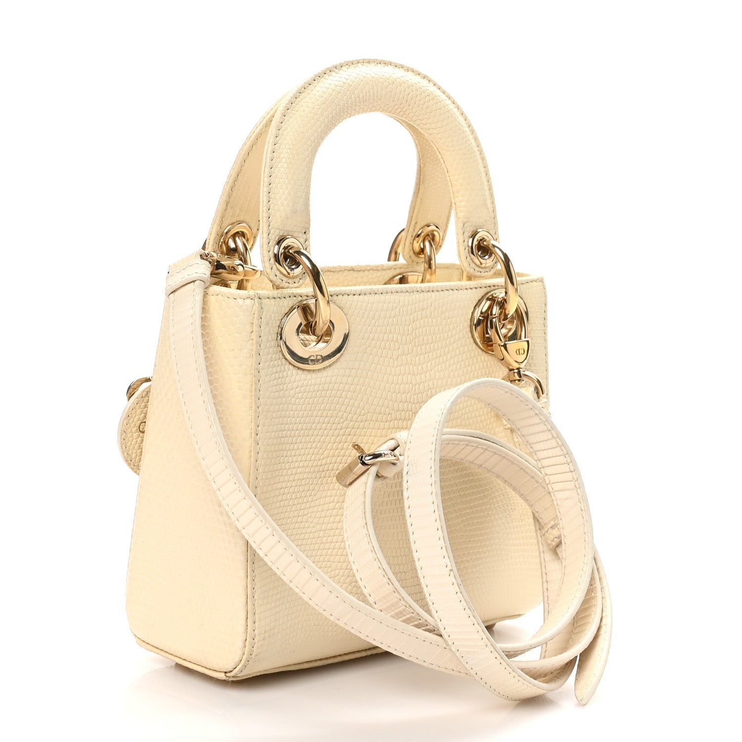 Christian Dior Lizard Mini Lady Dior White