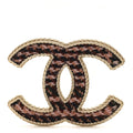 Chanel Tweed CC Brooch Gold Multicolor