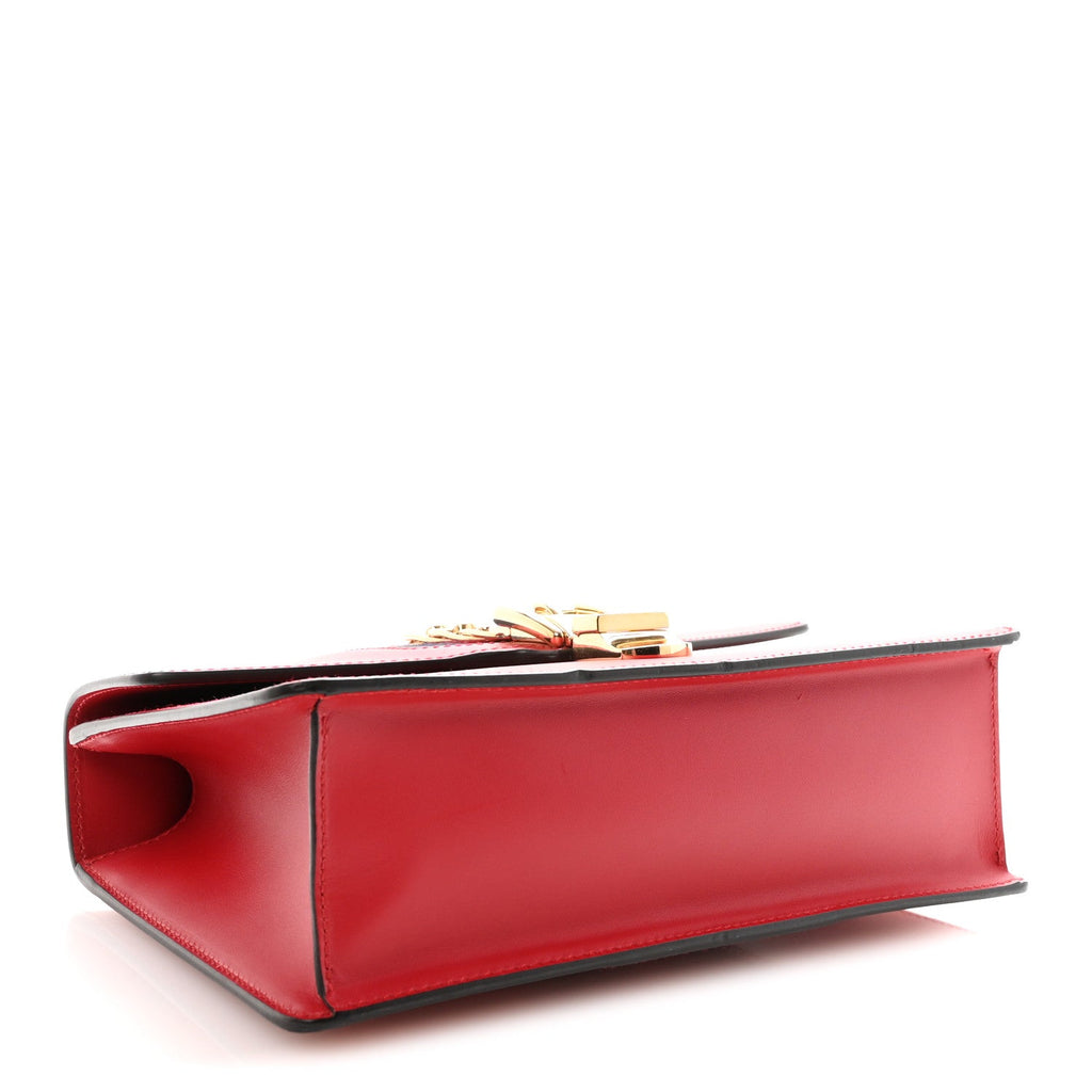 Gucci Calfskin Small Sylvie Shoulder Bag Hibiscus Red