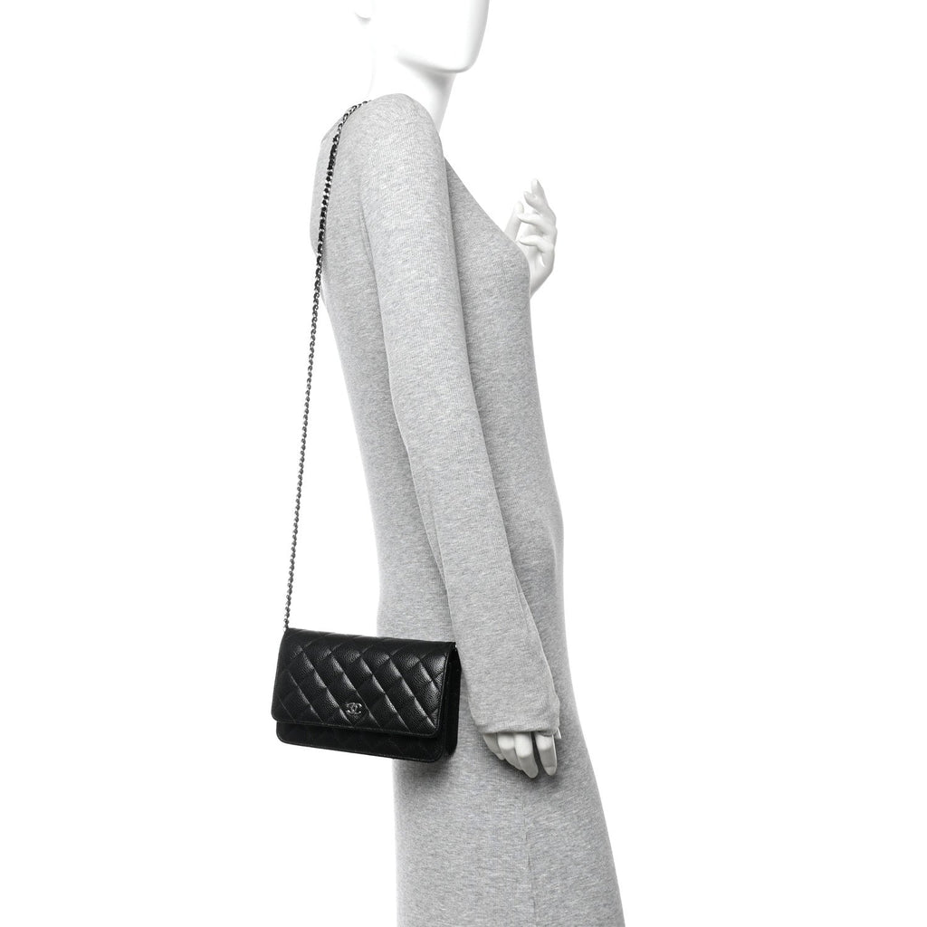 Chanel Caviar Quilted Wallet on Chain WOC Black