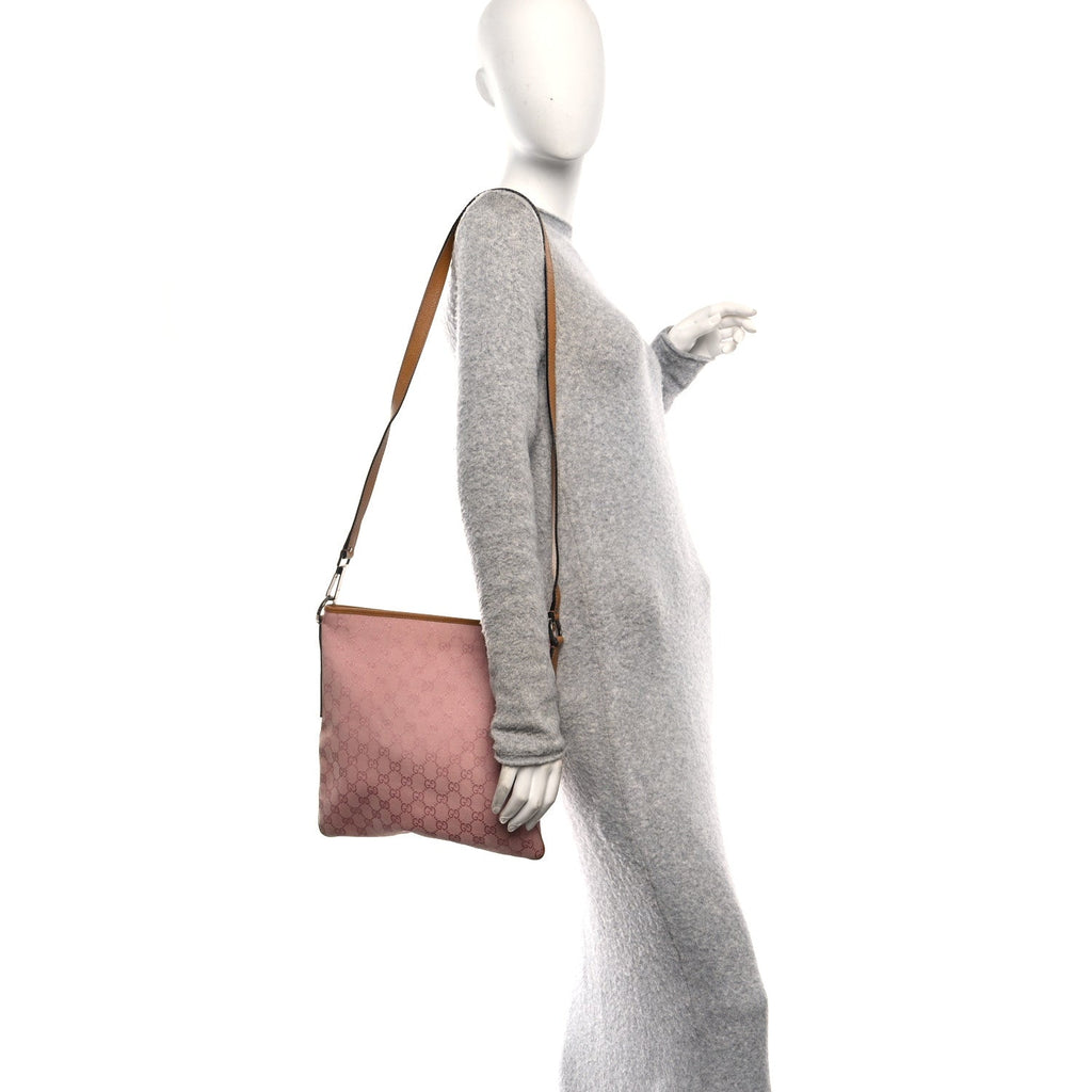 Gucci Monogram Flat Messenger Bag Pink