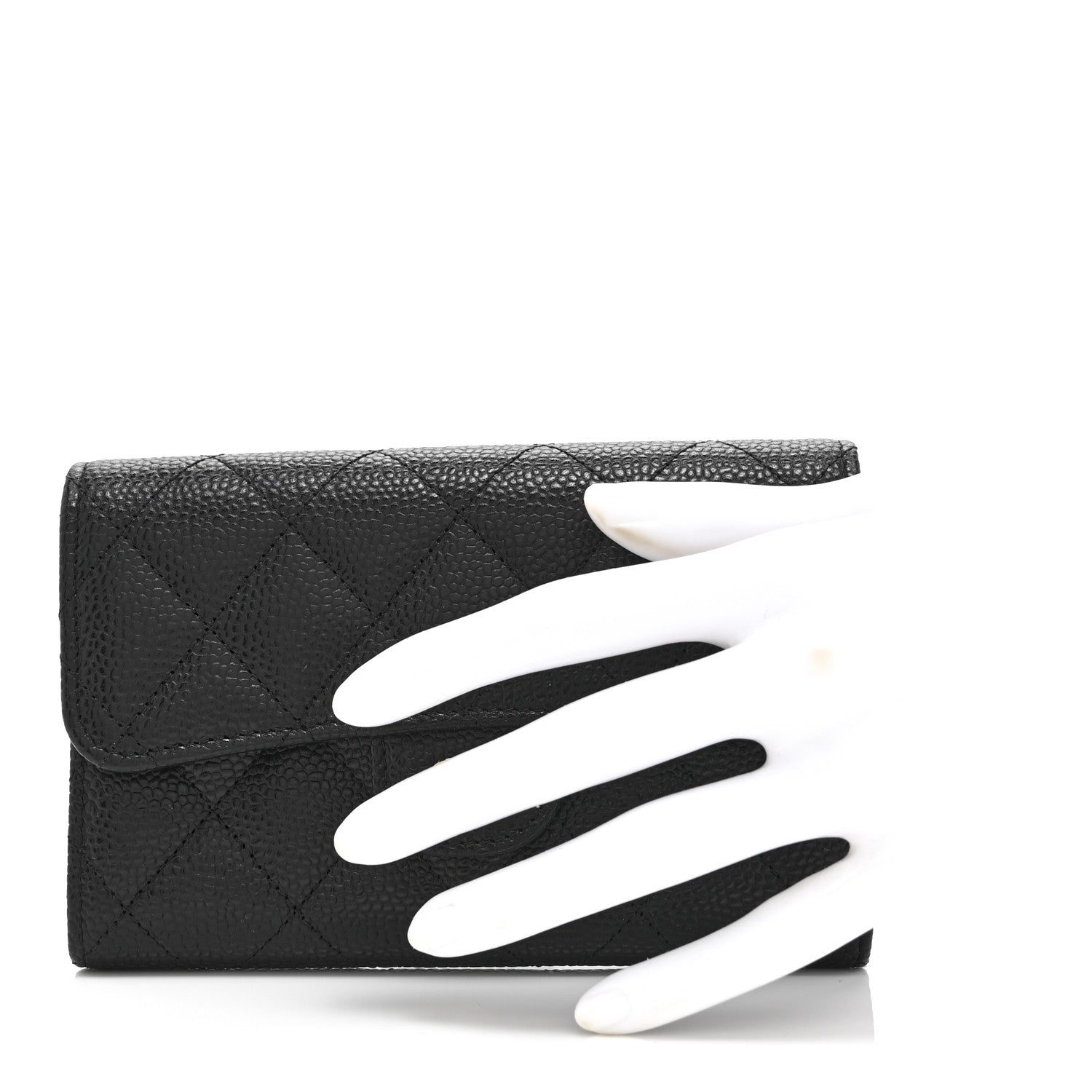 Caviar Quilted Medium Flap Wallet Black