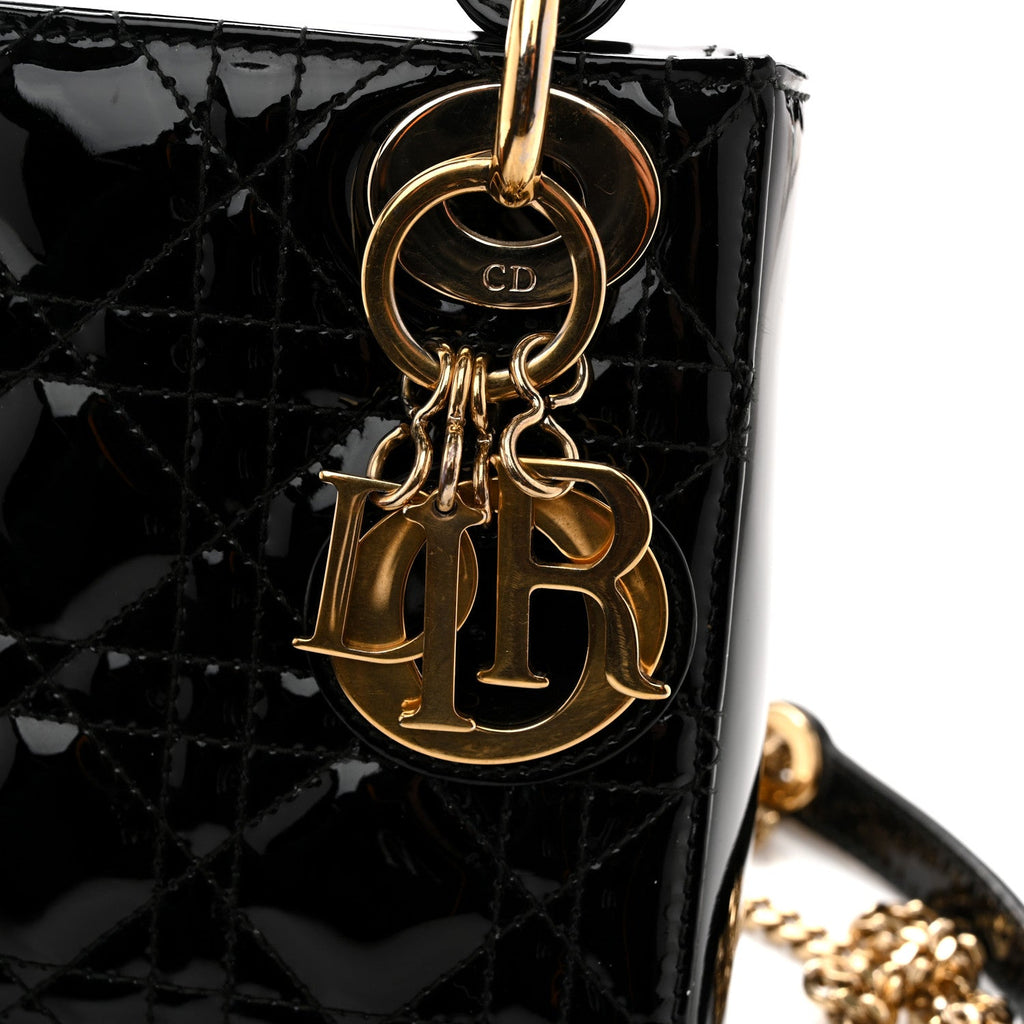 Christian Dior Patent Cannage Mini Lady Dior Black
