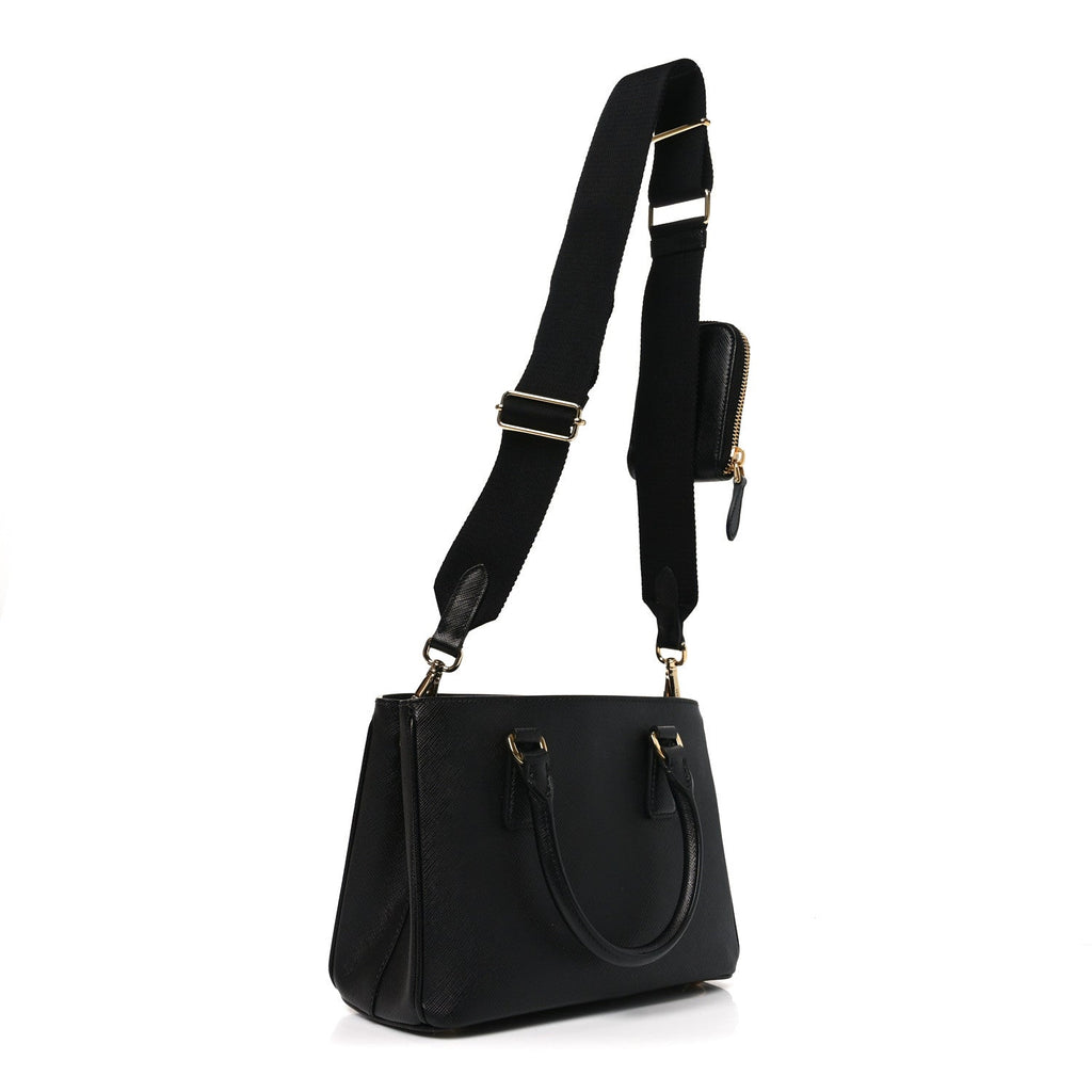 Prada Saffiano Lux Micro Galleria Shoulder Bag Black