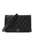 Chanel Caviar Quilted Boy Wallet On Chain WOC Black