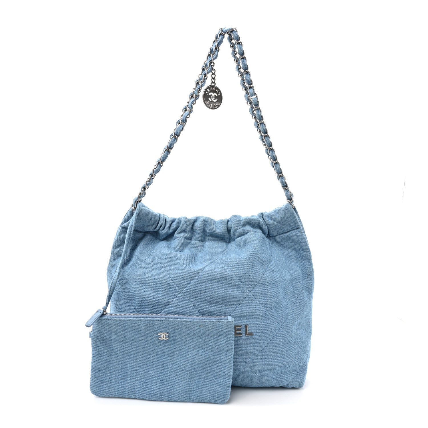 Chanel Denim Quilted Chanel 22 Light Blue