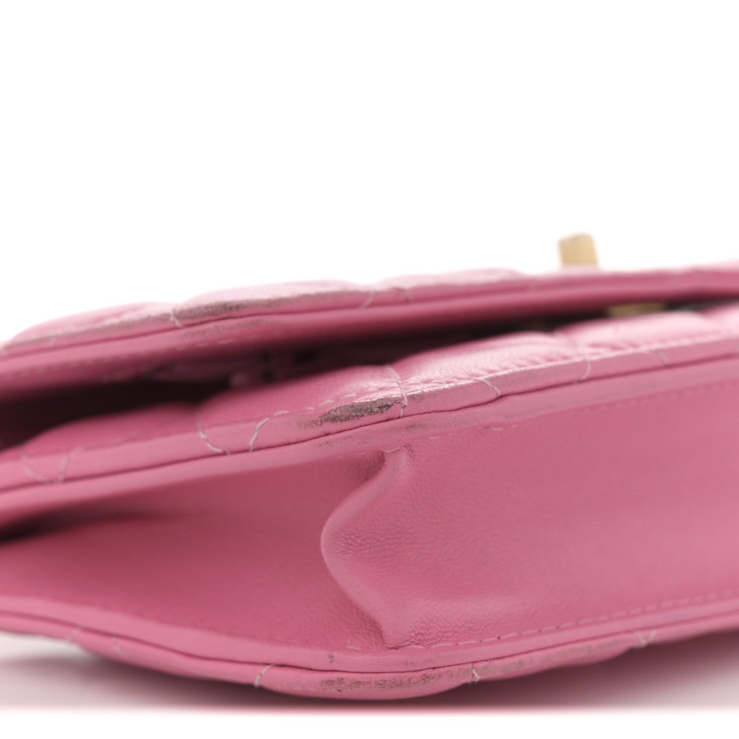 Chanel Lambskin Quilted CC Pearl Crush Wallet on Chain WOC Pink