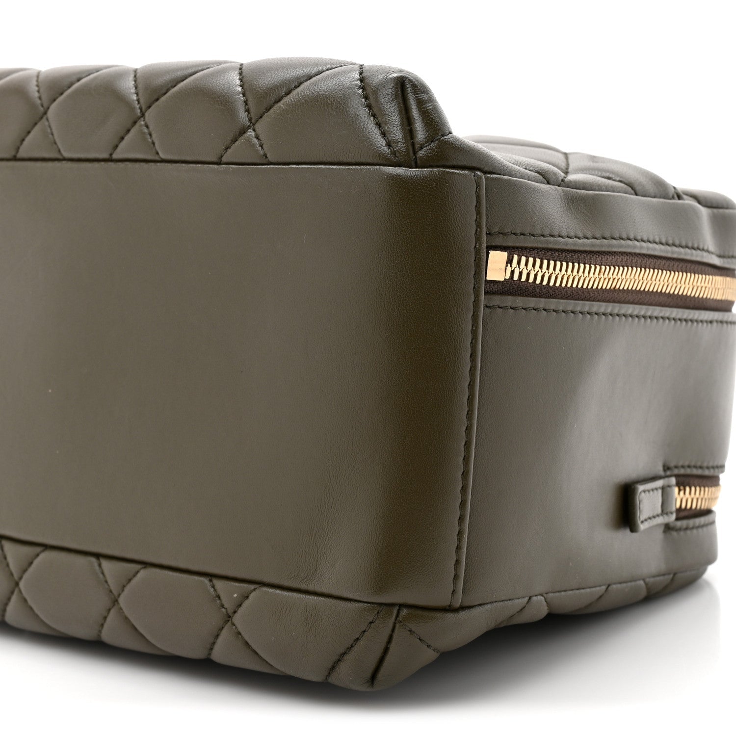 Chanel Lambskin Quilted Medium Trendy CC Bowling Bag Dark Khaki