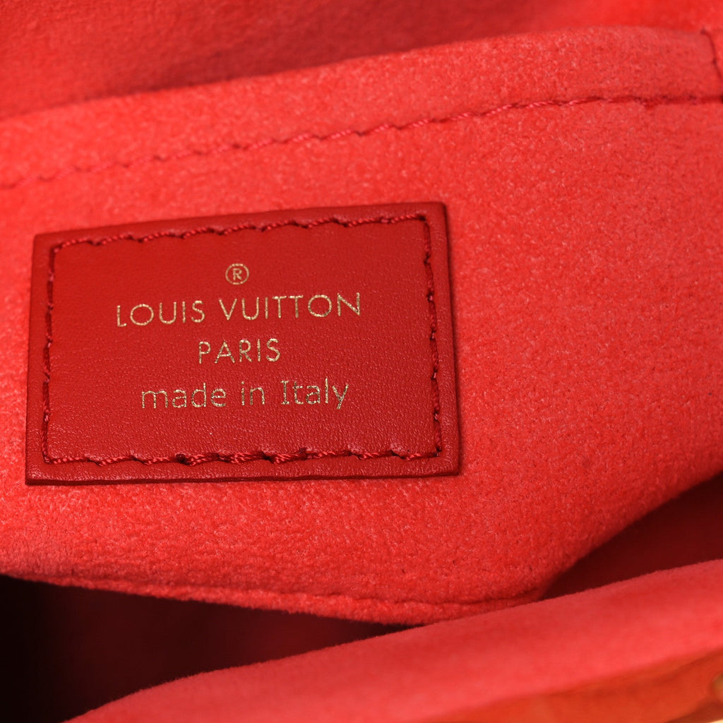 Louis Vuitton Calfskin Nanogram Embossed Clutch Red
