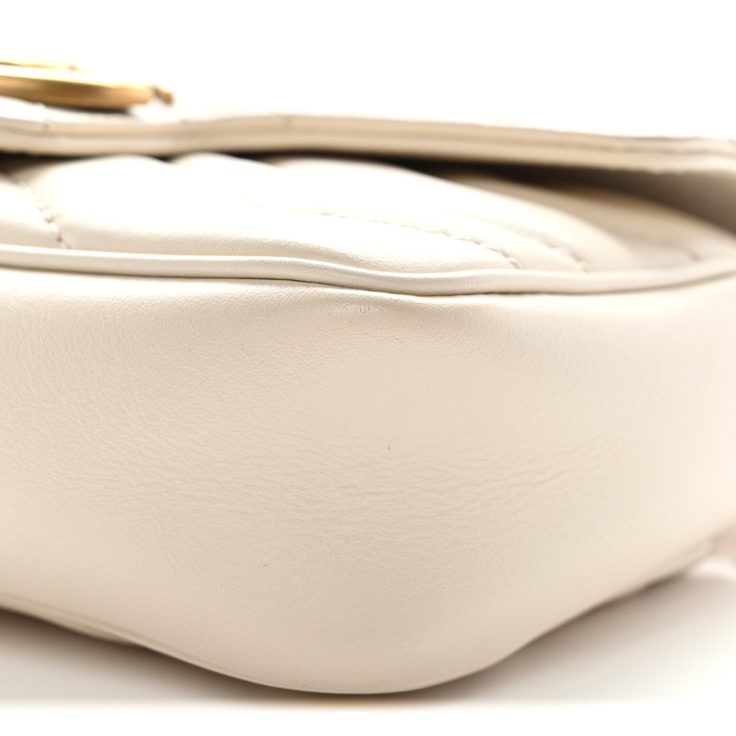 Gucci Calfskin Matelasse Super Mini GG Marmont Shoulder Bag White