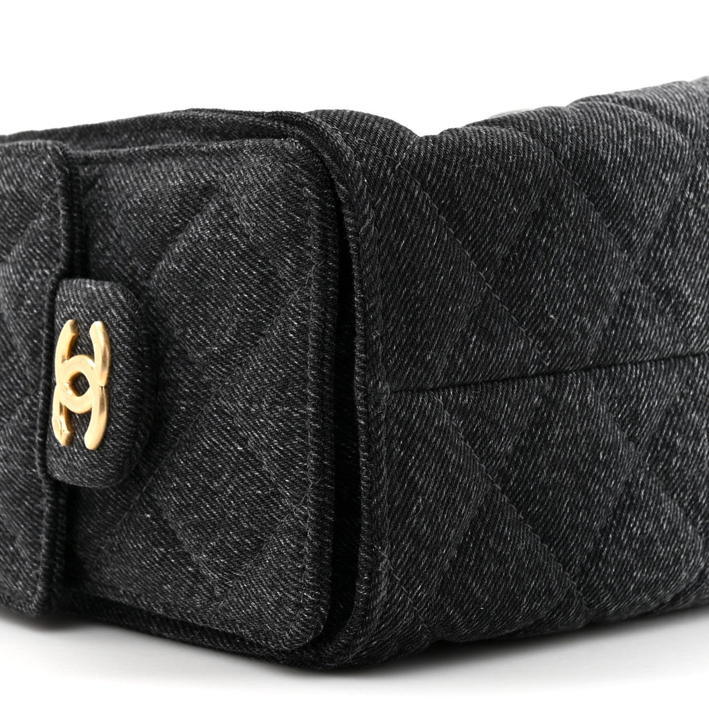 Chanel Washed Denim Quilted Mini Chanel 25 Handbag Black