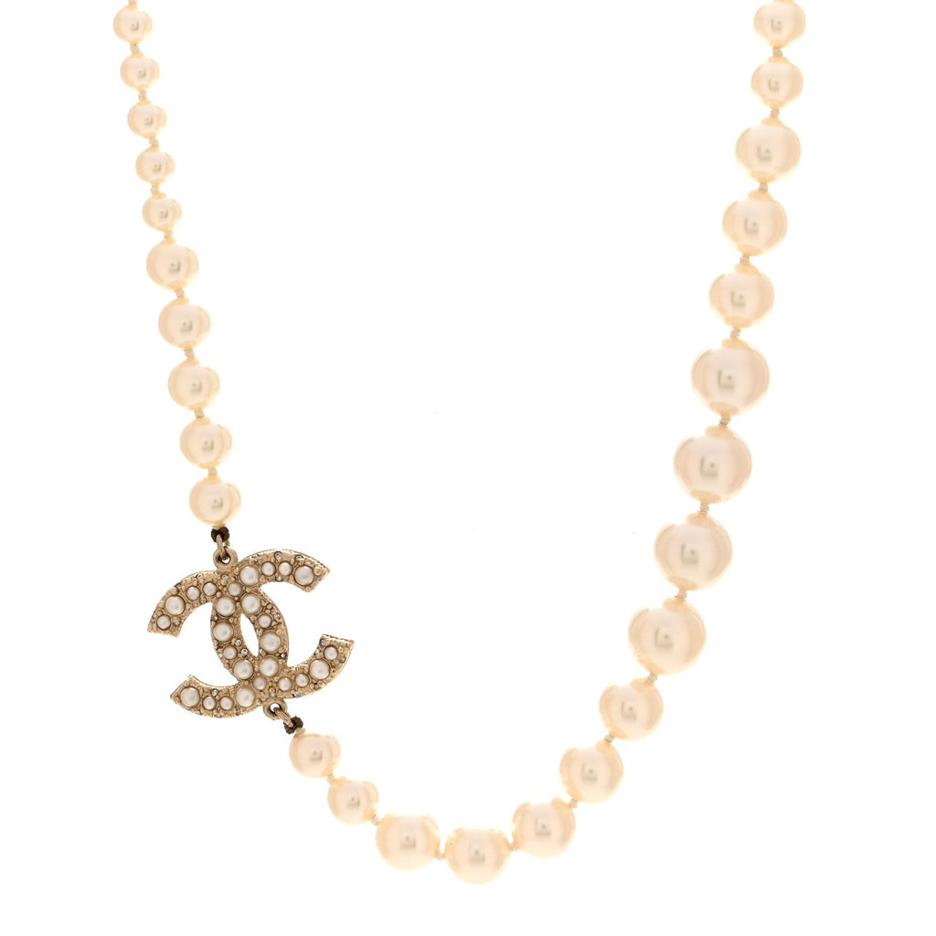 Pearl CC 100th Anniversary Necklace Light Gold