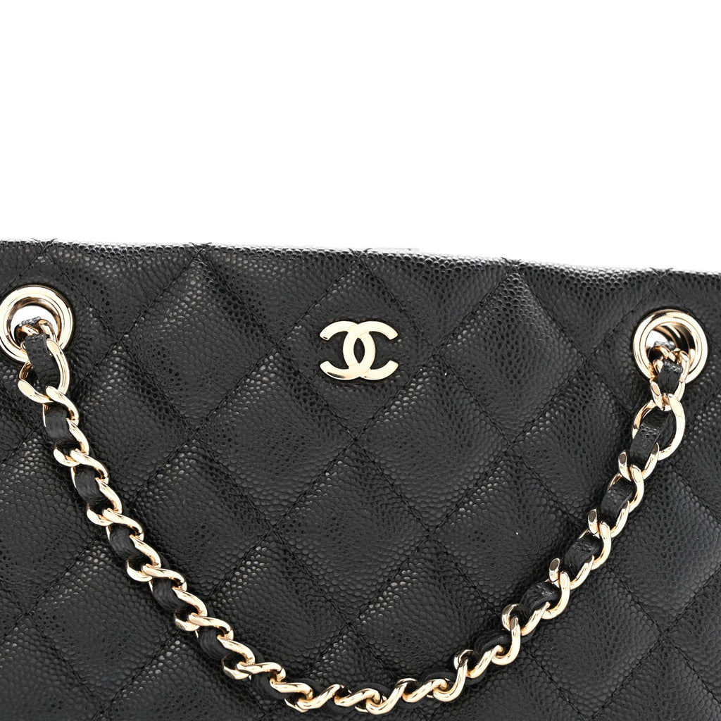 Chanel Caviar Quilted Classic Clutch Tote With Chain Black