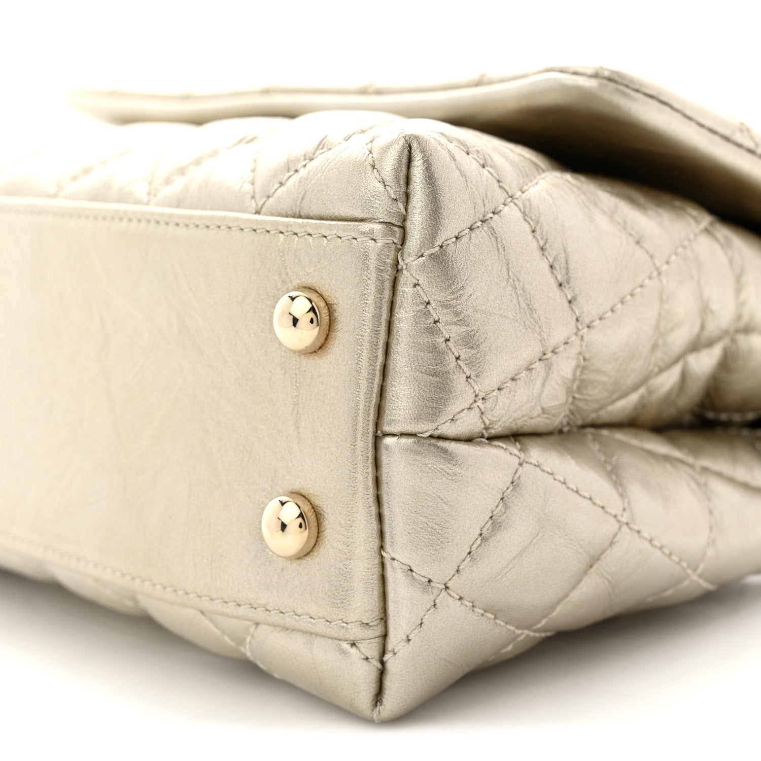 Chanel Metallic Aged Calfskin Quilted Mini Coco Handle Flap Gold