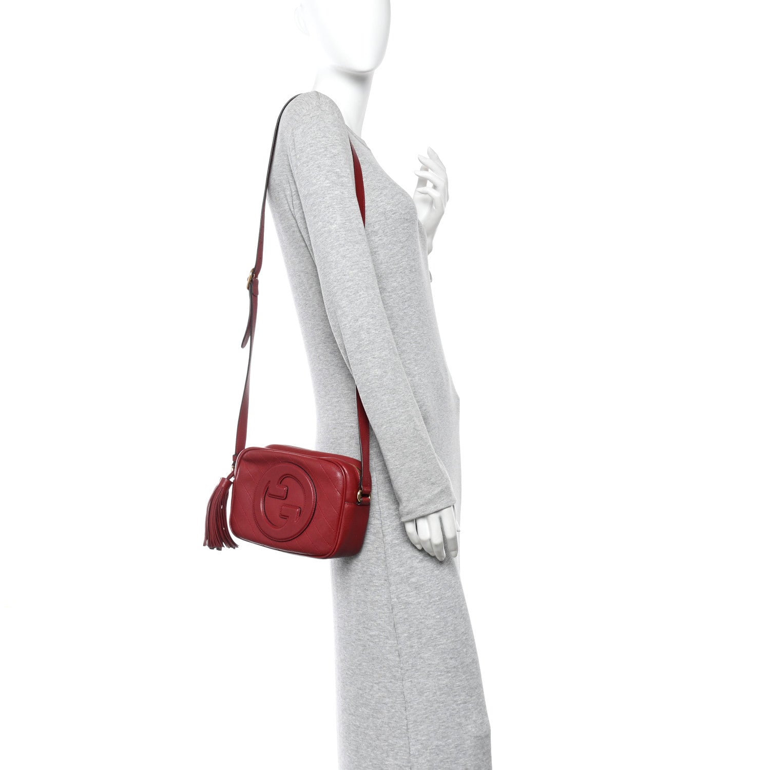 Gucci Sakai Be Green Calfskin Diagonal Stitched Small Blondie Shoulder Bag Rosso