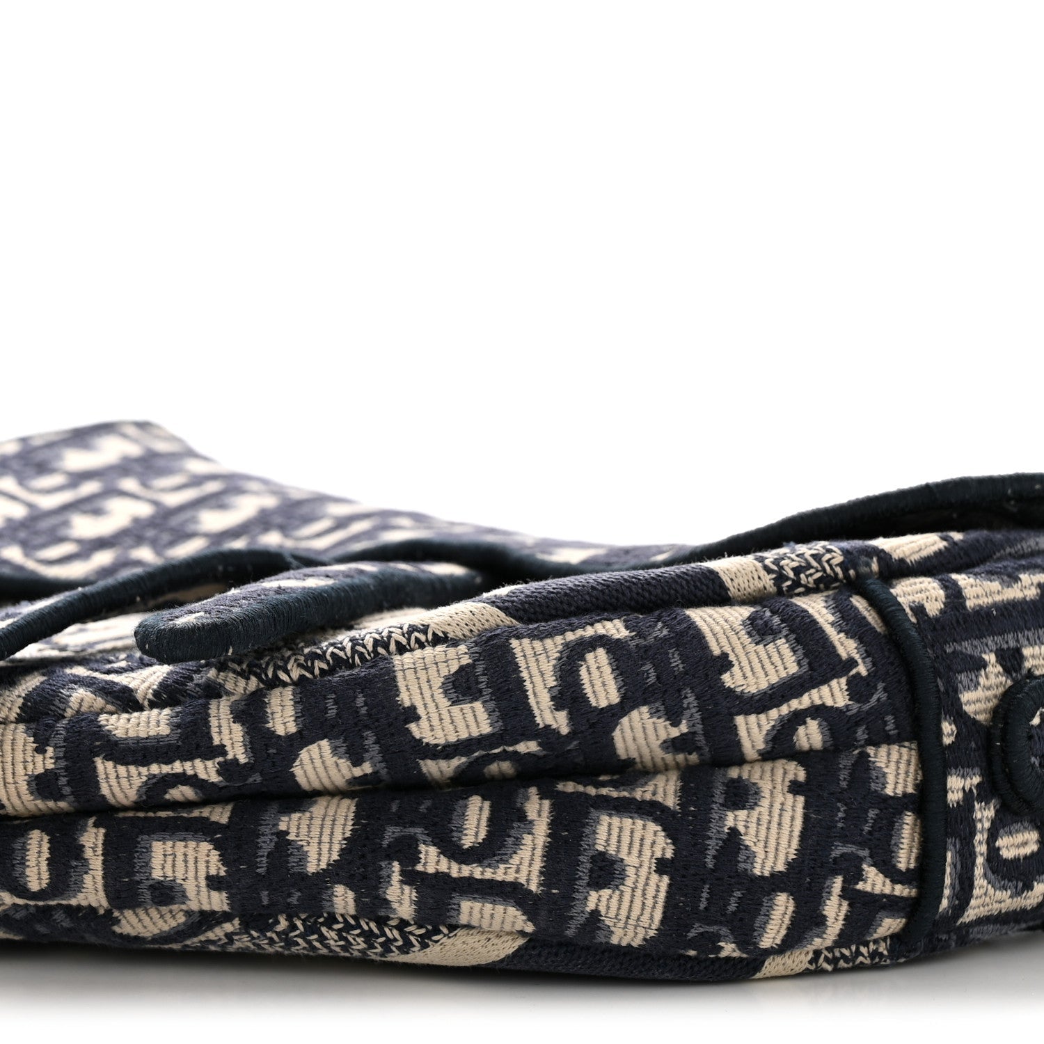 Christian Dior Oblique Embroidered Saddle Bag Blue