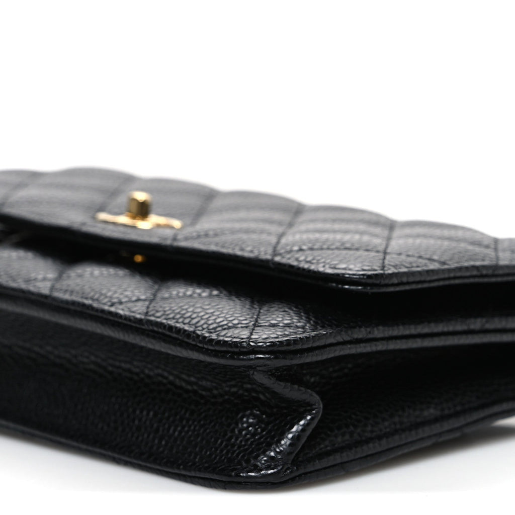 Chanel Caviar Quilted CC Turnlock Wallet On Chain WOC Black