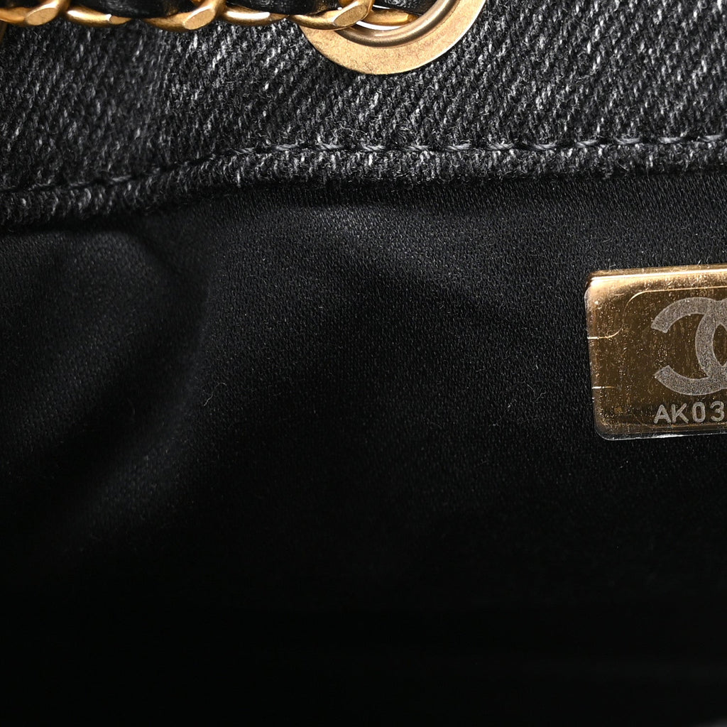 Chanel Washed Denim Quilted Mini Chanel 25 Handbag Black