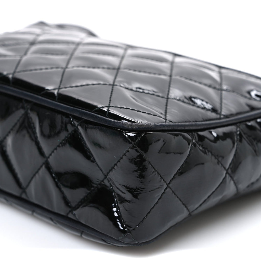 Chanel Patent Quilted Tassel Camera Case Black
