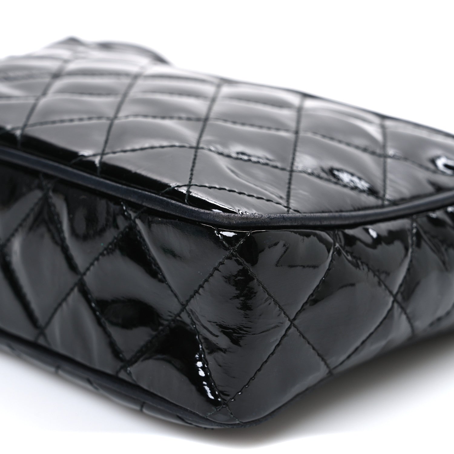 Chanel Patent Quilted Tassel Camera Case Black