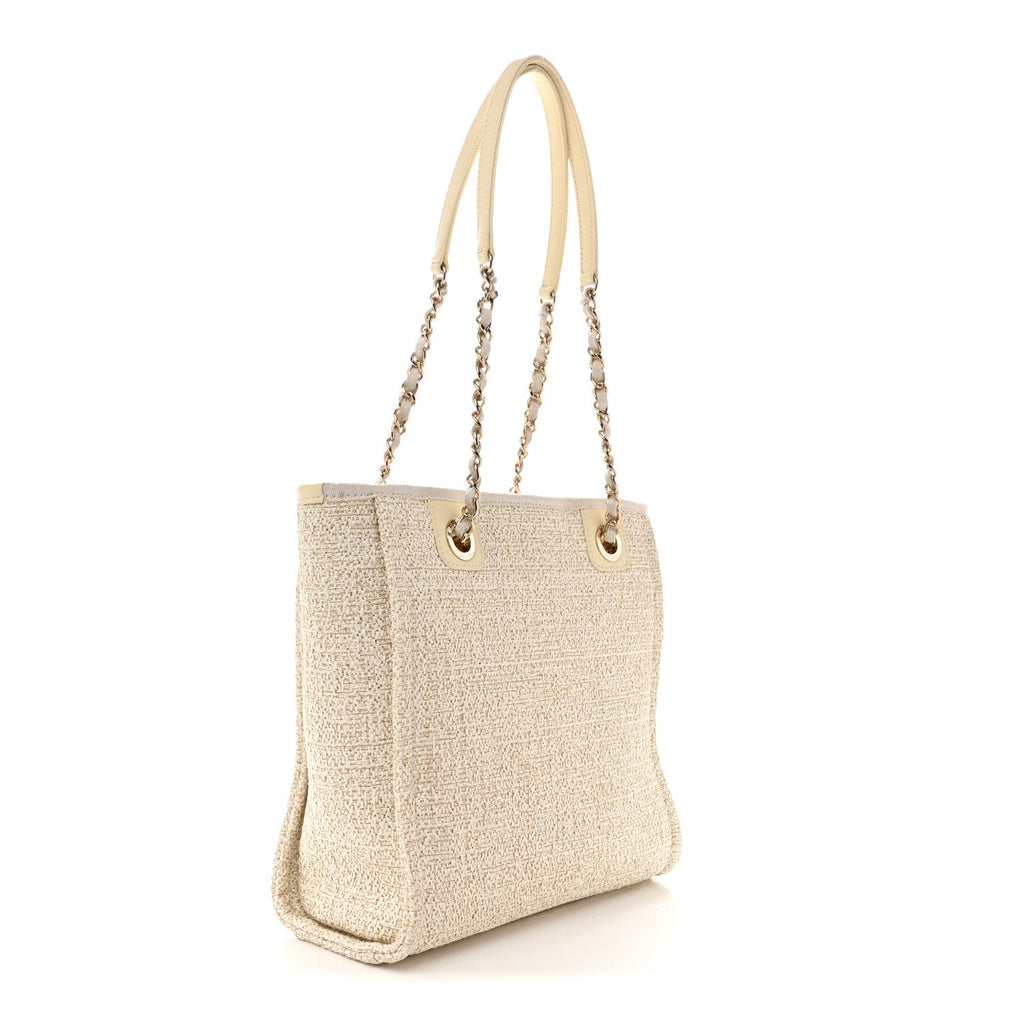 Chanel Lurex Boucle Mini Deauville Tote White
