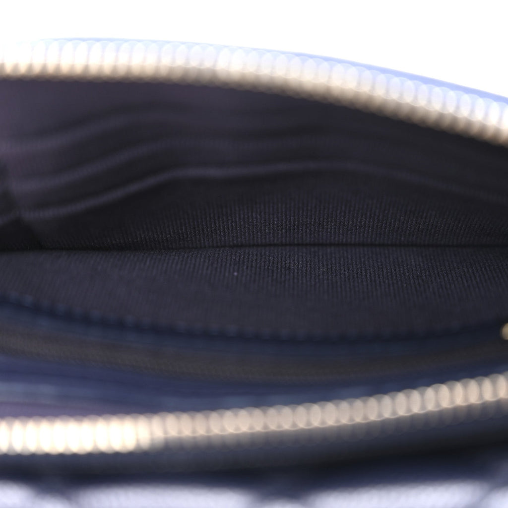 Caviar Quilted Flap Phone Holder With Chain Navy
