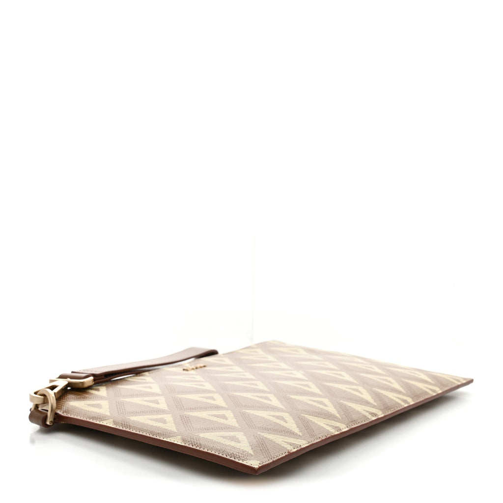 Christian Dior Coated Canvas CD Diamond Hit The Road A5 Pouch Coffee