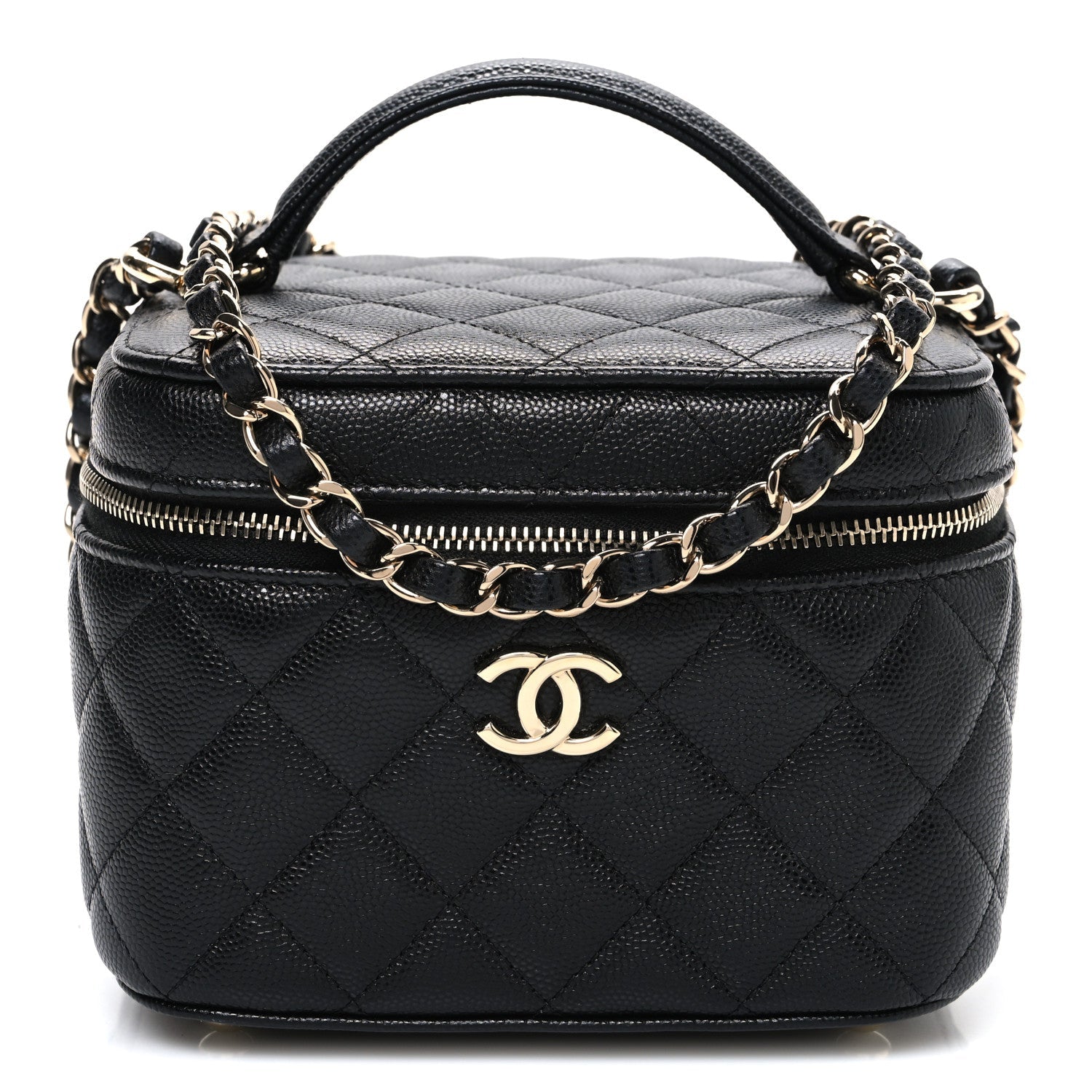 Chanel Caviar Quilted Small CC Vanity Case Black Black