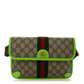 Gucci GG Supreme Monogram Web Small Ophidia Belt Bag Beige Ebony Electric Green