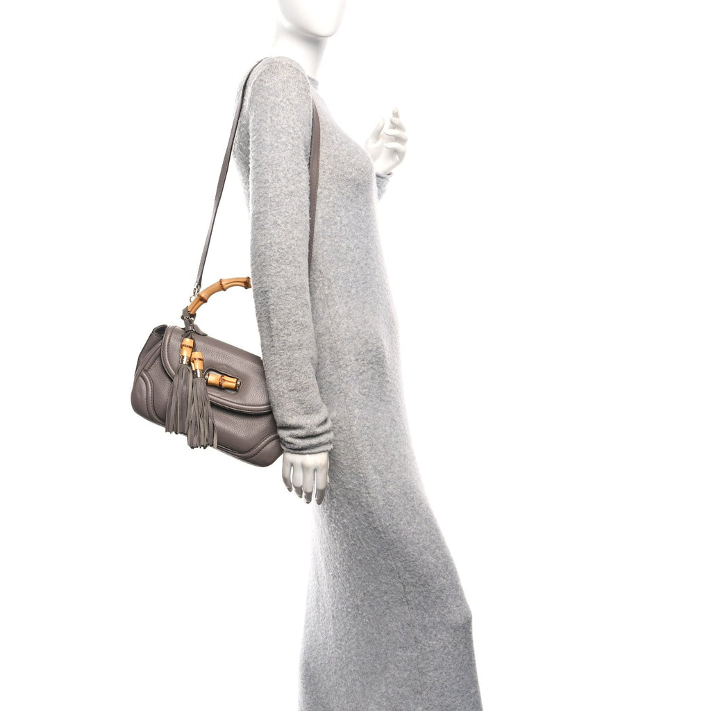 Gucci Calfskin Medium New Bamboo Top Handle Bag Mauve