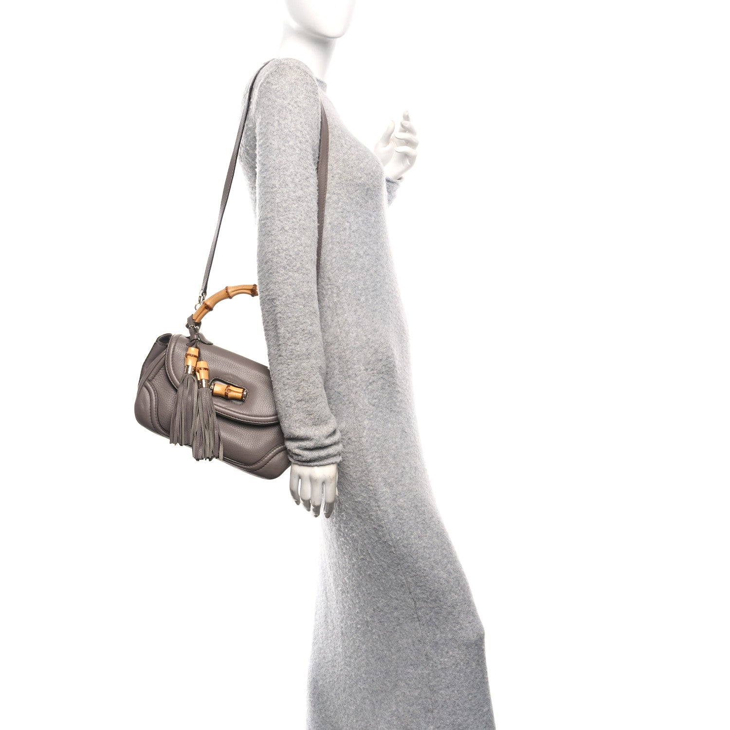 Gucci Calfskin Medium New Bamboo Top Handle Bag Mauve