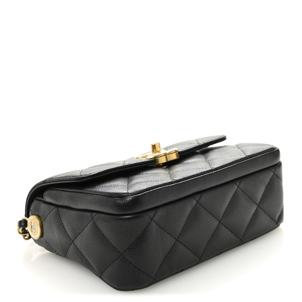 Chanel Shiny Caviar Quilted Mini Flap Black