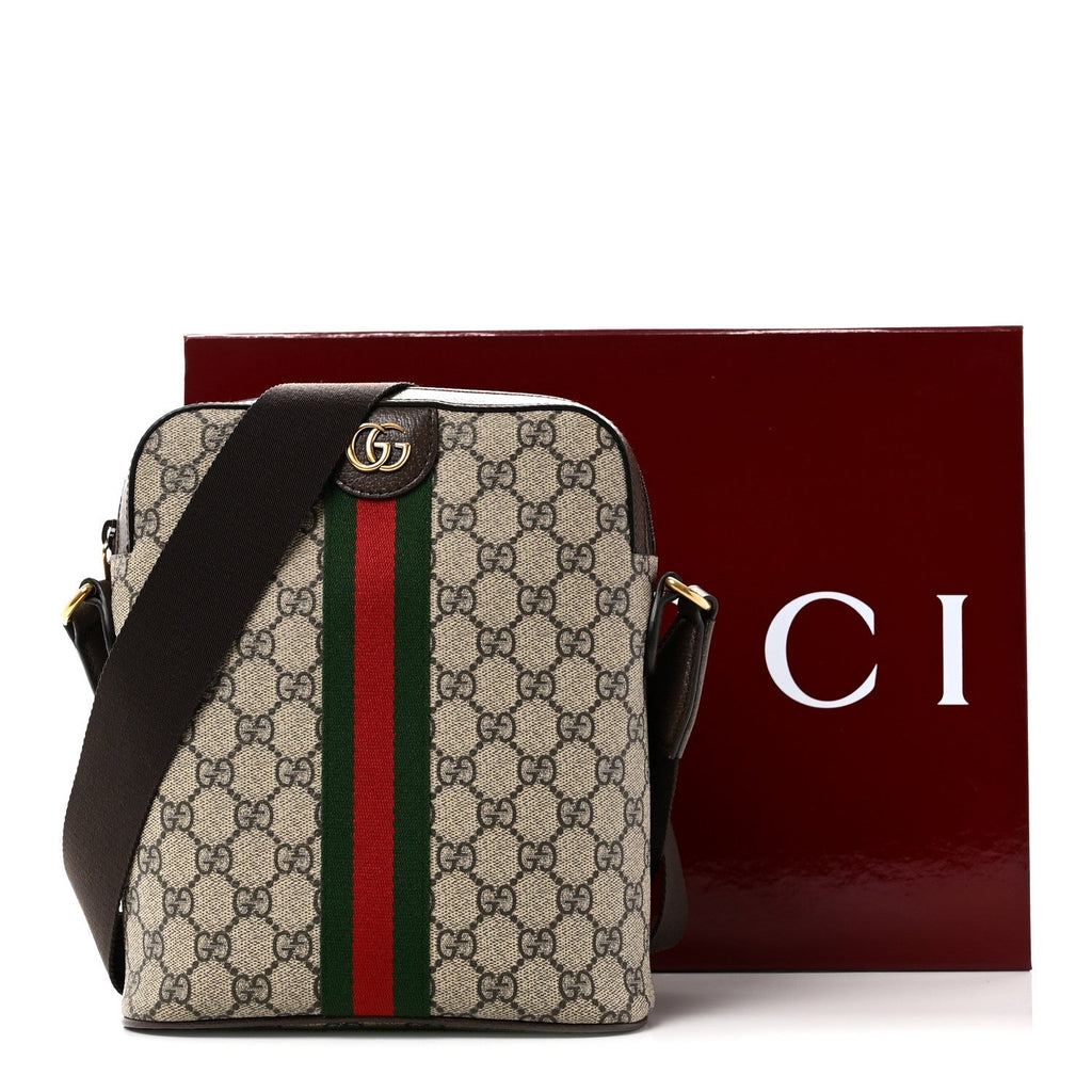Gucci GG Supreme Monogram Web Small Ophidia Slingbag Beige Ebony New Acero