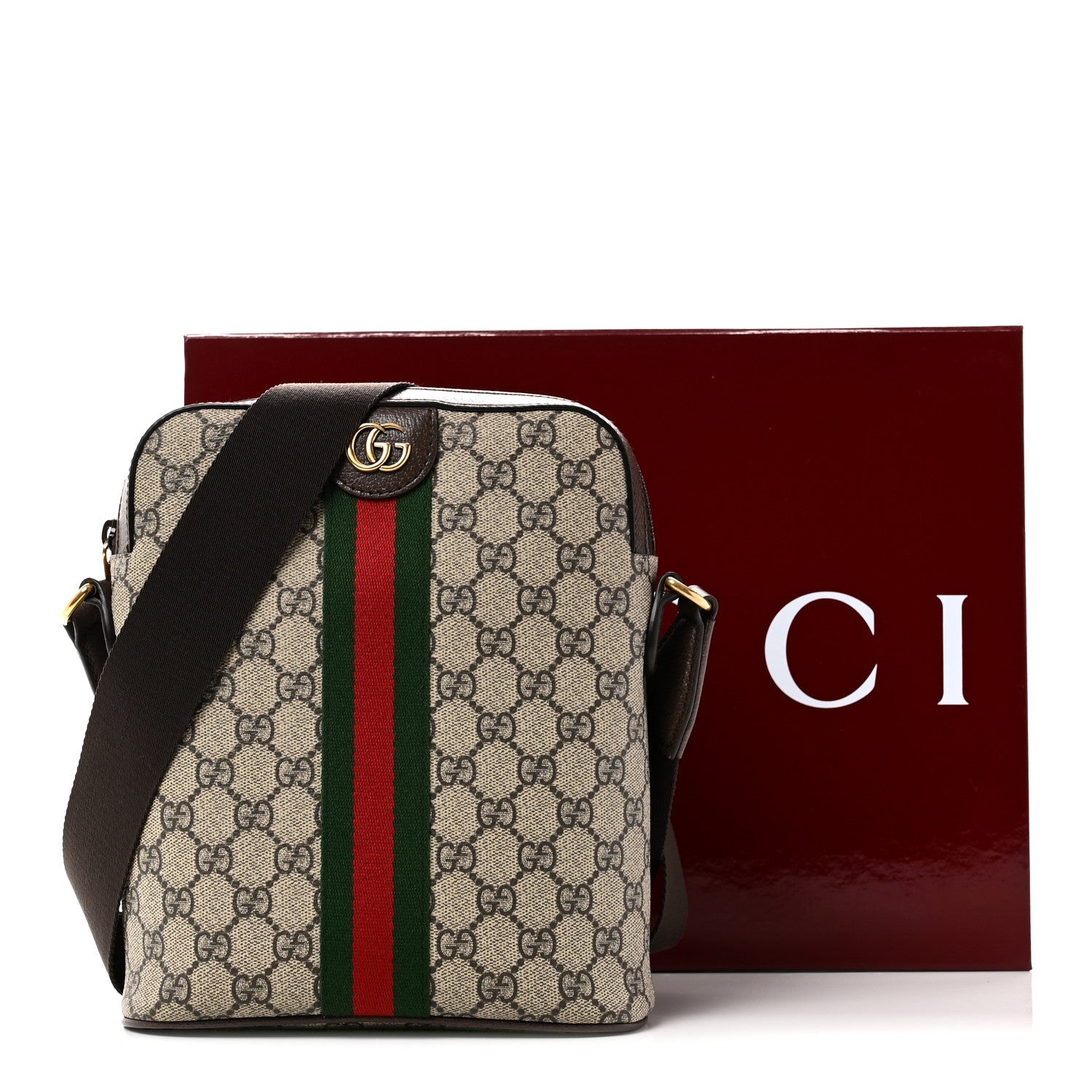 Gucci GG Supreme Monogram Web Small Ophidia Slingbag Beige Ebony New Acero