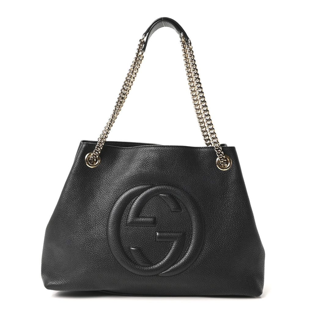Gucci Pebbled Calfskin Medium Soho Chain Shoulder Bag Black